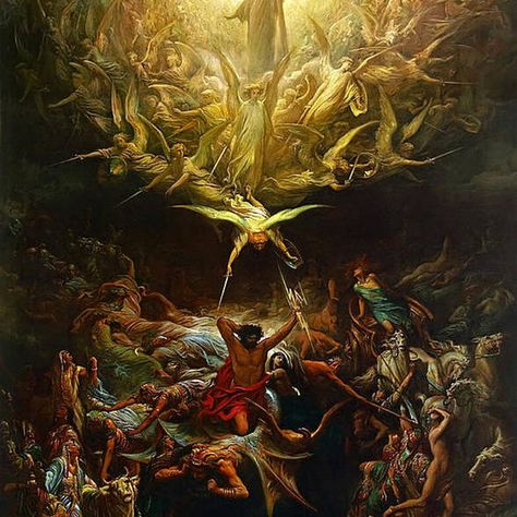 Dore Poster featuring the painting The Triumph of Christianity Over Paganism by Gustave Dore Triumph Of Christianity Over Paganism, Roman Catholic Art, Heaven Art, Gustave Dore, Angel Tattoo Designs, Pagan Art, Biblical Art, Dark Art Illustrations, Historical Art