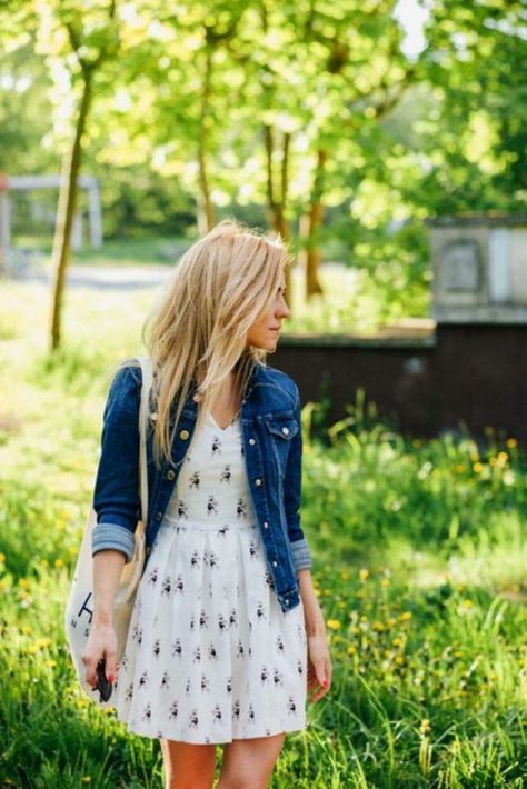 Dress And Jean Jacket, Jacket With Dress, Denim Jacket With Dress, Jacket Outfit, How To Style, Jean Jacket, Denim Jacket, On Instagram, White