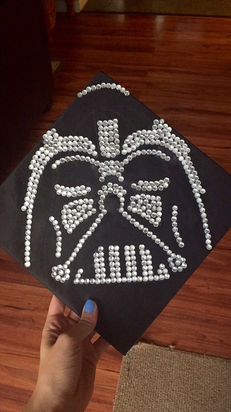 My graduation cap! #darthvader #starwars #graduation #gradcap #sparkle #bejeweled Darth Vader Graduation Cap, Star Wars Graduation Cap, Grad Hats, Senior Board, College Graduation Photoshoot, Grad Hat, Grad Cap Designs, Senior Ideas, Cap Decoration