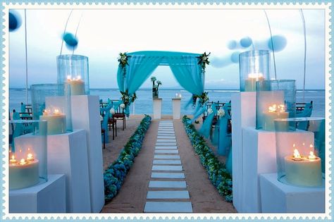 Luxury Beach Weddings | luxury-savannah-beach-wedding-planner-packages-tybee1 Blue Wedding Colour Theme, Blue Beach Wedding, Wedding Setup, Wedding Ceremony Ideas, Beach Wedding Reception, Mandap Decor, Wedding Venues Beach, Wedding Beach Ceremony, Turquoise Wedding