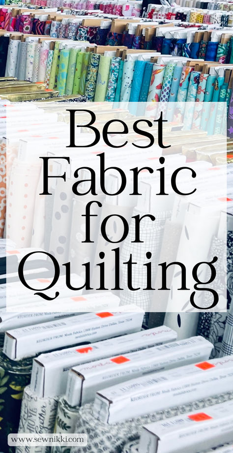 Bolts of fabric in rows at fabric store Fabrics For Quilting, Quilting Must Haves, Beginner Quilting Tips, Quilting Material Fabrics, Making Quilts For Beginners, Quilting Basics For Beginners, Quilting Supplies For Beginners, Learn How To Quilt For Beginners, Quilt Kits For Beginners