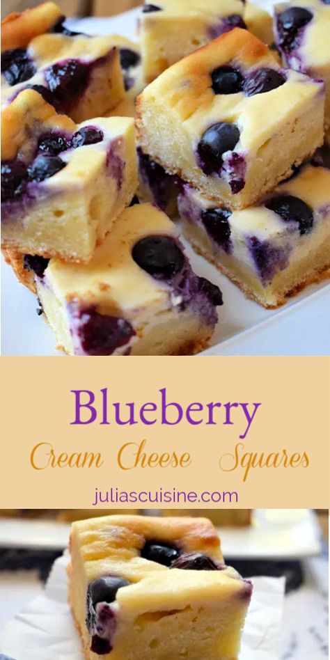 Cream Cheese And Blueberries, Blueberry Cream Cheese Bars Recipes, Blueberry Dessert Recipes Cream Cheese, Desserts To Make With Blueberries, Cream Cheese Baked Goods, Easy Blueberry Cream Cheese Dessert, Cream Cheese Squares Recipe, Blueberry And Cream Cheese Recipes, Blueberry Cream Cheese Recipes