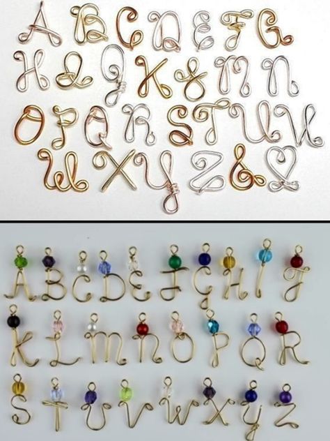 Wire Name Jewelry, Wire Names Diy How To Make, Wire Alphabet, Wire Jewelry Diy Tutorial, Seed Bead Bracelets Tutorials, Wire Letters, Wire Jewelry Patterns, Wire Diy, Wire Wrapped Jewelry Diy