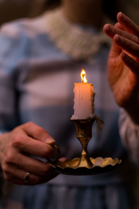 Holding A Candle Photography, Candle Lit Photography, Candlestick Photoshoot, Holding Candle Reference, Photoshoot With Candles, Candle Light Aesthetic, Candlelight Photography, Hand Holding Candle, Candle Light Photography