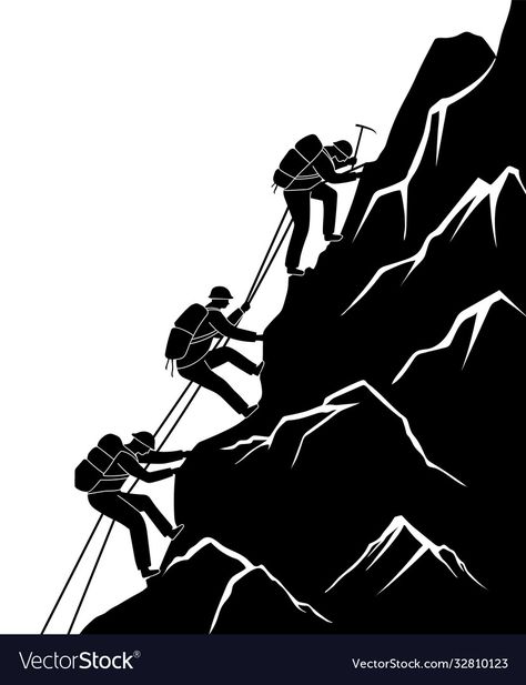 Mountain Vector Illustration, People Climbing, Mountain Vector, Climbing Technique, Mountain Sketch, Climbing Art, Mountain Drawing, Nature Art Drawings, Print Design Art