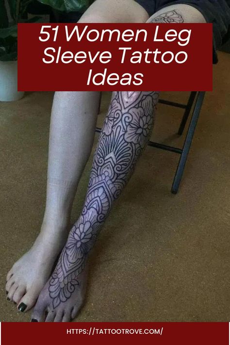 Women Leg Sleeve Tattoo Ideas Half Leg Tattoos Women, Full Calf Tattoo, Women Leg Sleeve Tattoo, Womens Leg Sleeve Tattoo, Women Leg Sleeve Tattoo Ideas, Women Leg Sleeve, Full Leg Tattoos Women, Leg Sleeve Tattoo Ideas, Full Leg Tattoo Female