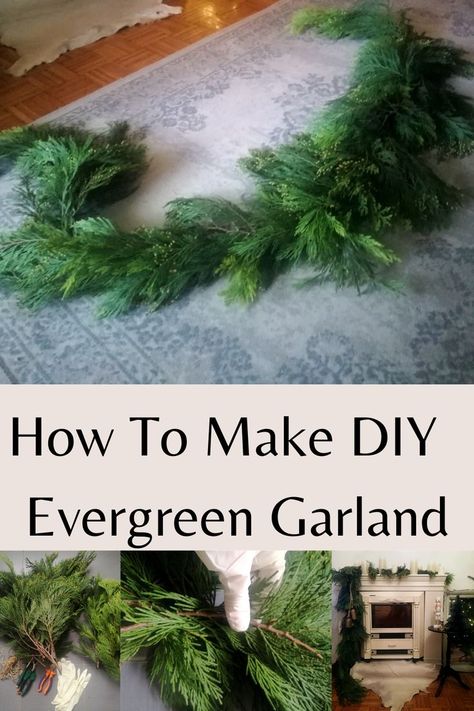 Making A Fresh Pine Wreath, Christmas Cedar Garland, Fresh Pine Garland Christmas, Diy Fresh Pine Garland, How To Make Your Own Fresh Christmas Garland, Making Cedar Garland, Pine Christmas Garland, How To Make Fresh Pine Swags, Diy Live Garland Christmas