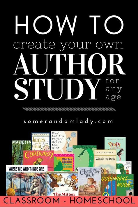 How to create an author study. Benefits of a book based unit study, how to create your own, and links to author studies by Some Random Lady. Secular Homeschool, Geography For Kids, Author Study, Language Art Activities, Resource Room, Author Studies, Library Lessons, 2nd Grade Reading, Homeschool Planning