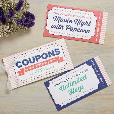 Personalized Mother's Day Coupon Book Mothers Day Poster Design, Coupon Book For Mom, Coupons For Mom, Mothers Day Advertising, Mother's Day Illustration, Coupon Book Diy, Sienna Mae, Mothers Day Book, Coupon Books