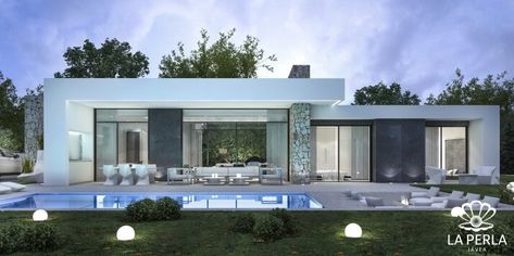 Private Pool Villa, Modern Pool House, One Storey House, Flat Roof House, Roof House, Modern Villa Design, Modern Bungalow House, Pool Villa, Modern Pools