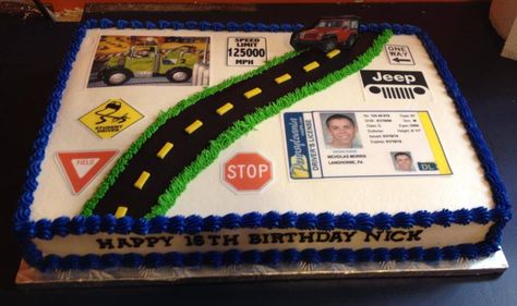 New Driver Cake Driving Cake Sweet 16, License Cake Ideas, New Driver Cake, 16th Birthday Cakes, Boys 16th Birthday Cake, Dq Cake, Boy 16th Birthday, Sweet 16 Party Decorations, Pinterest Cake