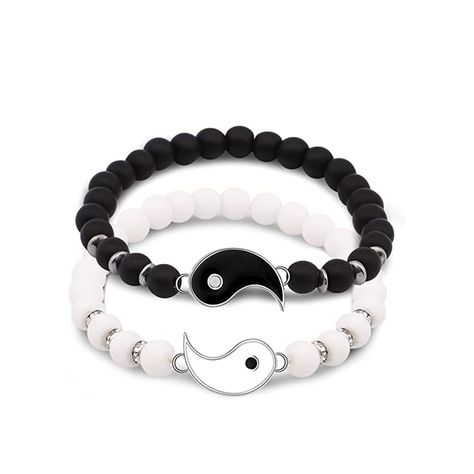 PRICES MAY VARY. ♡ YIN YANG BRACELET: Yin & Yang symbolize Black & White/Moon & Sun/Female & Male, it means strength, love and balance relationship, wonderful reminder of the balance of life. the yin yang bracelet fit together nicely, just like the harmonious relationship between you and your friend or lover. ♡ SUITABLE SIZE: The friendship bracelets length: retractable 18cm~26cm (7.09 inches~10.24 inches); Weight: 19 g. couples bracelets give you comfy wearing experience. ♡ SAFE MATERIAL: Our m Best Friend Bracelets For 2, Distance Bracelet, Friend Couple, Yin Yang Bracelet, Yin Yang Charm, Relationship Bracelets, Best Friend Bracelets, Bracelet Couple, Valentine Gifts For Girlfriend