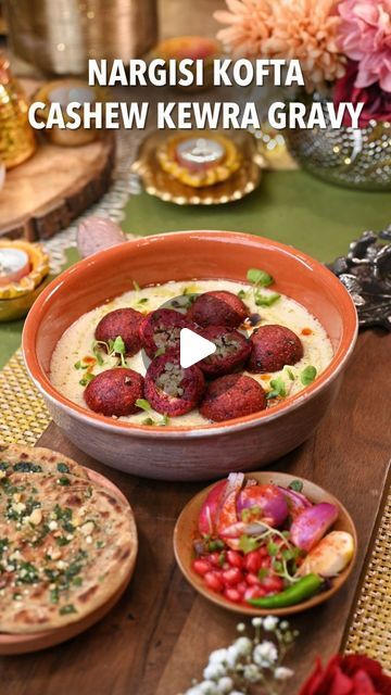 Nidhi Bothra on Instagram: "Nargisi Kofta in a velvety Cashew Kewra gravy, this is a leveled up main dish to impress this festive season! ✨😍  With soft beetroot nargisi koftas stuffed with figs (anjeer), dry fruits and paneer, you can’t get better than this! ❤️  I loved using the @ourplace x @radhidevlukia beautiful terracotta Diwali cookware! 🪔  Comment “Recipe” and I will DM you the recipe✨  Detailed Recipe: https://naturallynidhi.com/nargisi-kofta-in-cashew-kewra-gravy/  The clickable link for the full recipe is in my profile bio @naturallynidhi  Kofta Base:  2 tsp oil 2 tsp ginger green chili paste 3 small beetroot , raw and grated 3 medium potatoes , boiled and mashed 1 tsp red chili powder 1/4 tsp garam masala 1/4 tsp black salt 1/2 tsp salt , or according to taste 2 tbsp peas (opt Nargisi Kofta Recipe, Black Pepper Gravy, Nargisi Kofta, Pepper Gravy, Kofta Recipe, Black Salt, Chili Paste, Party Dishes, Red Chili Powder