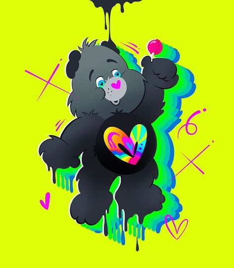 BY JASON NAYLOR ART ILLUSTRATION Jason Naylor, Graffiti Piece, Heart Care, Trippy Painting, Limited Edition Giclee, Emoji Wallpaper, Care Bear, Paintings Art Prints, Care Bears