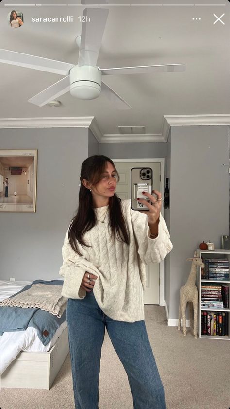 Sweater And Jeans, Fall Winter Fashion, Drop Shoulder Sweater, Autumn Fits, Cold Outfits, Fall Fits, Cold Weather Outfits, 2023 Autumn, Cute Fall Outfits