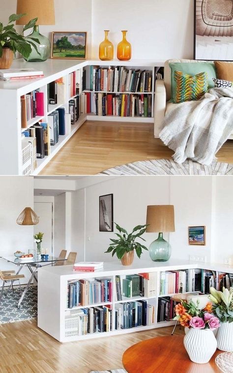 Koti Diy, Low Bookcase, Home Decor Ideas Living Room, Ideas Living Room, Diy House, House Furniture, Apartment Inspiration, Diy Pallet, Ideas Living