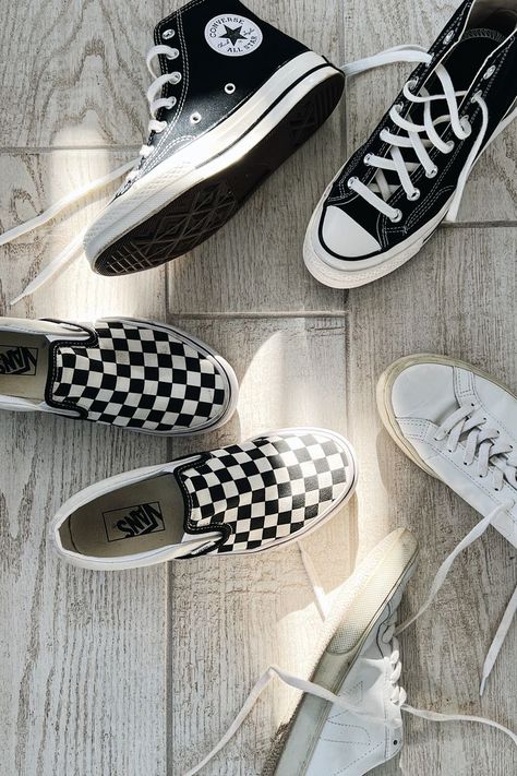 my favorite sneakers / vans checker slip-on, veja white esplar, black converse chuck 70 high tops #ltk Black Converse Chuck 70, Converse Chuck 70 High Top, Vans Authentic Black, Vans Checkered, Sneakers Vans, Black Converse, Converse Chuck 70, Chuck 70, Vans Sneakers