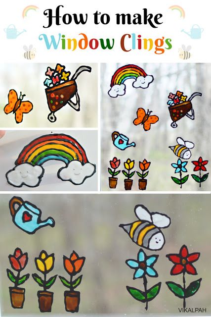 Make Window Clings, Diy Window Clings, Diy Staining, Window Crafts, Children Crafts, Window Stained, Glass Painting Designs, Pipe Cleaner Crafts, Gift Wrapping Ideas