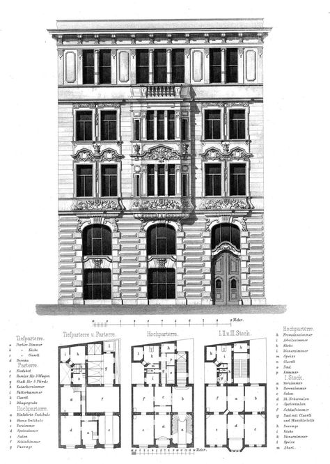 ARCHI/MAPS Classic Facade, Wiener Werkstatte, Architecture Mapping, Vintage House Plans, Building Drawing, Architectural Floor Plans, Apartment Architecture, Architecture Concept Drawings, Classic Architecture