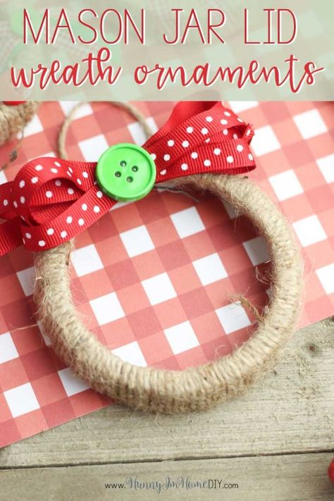 This cinnamon stick ornaments DIY is so easy to make! They are great preschool Christmas craft ideas, especially if you're searching for preschool Christmas ornaments. These cute ribbon tree ornaments are perfect Christmas ornaments for kids to make. If you need fun Christmas craft ideas or Christmas crafts for kids, this easy DIY ornament is perfect! They're cute rustic ornaments to make and look great with other DIY farmhouse ornaments. #Christmas #DIY #ornaments Stick Ornaments Diy, Jar Lid Christmas Ornaments, Lid Christmas Ornaments, Preschool Christmas Craft, Cinnamon Stick Ornaments, Preschool Christmas Ornaments, Mason Jar Lids Crafts, Ornaments For Kids To Make, Jar Lid Crafts