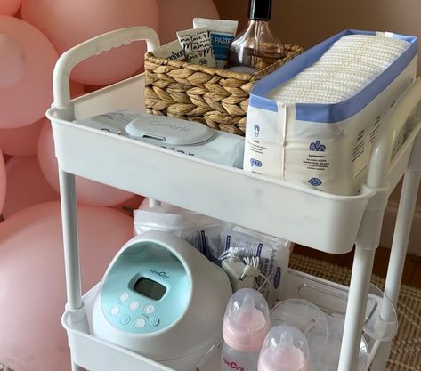 With limited storage space and no clue what postpartum will look like for me, I'm trying to be as prepared as possible! Here's what I'm stocking my mobile diaper change/breastfeeding/postpartum care cart with! Postpartum Cart Organizer, Postpartum Cart, Murphy Lee, Small Baby Room, Baby Shower Registry, Milk Storage Bags, Diaper Changing Station, Clear Bins, Nursery Dresser