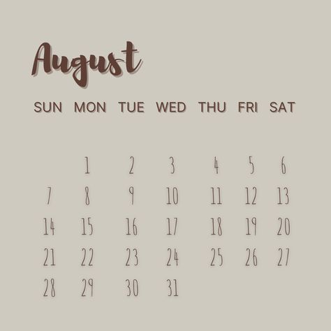 A super simple aesthetic calendar of August 2022 in beige color #aesthetic #simple #calendar #2022 #august April Calendar 2023 Aesthetic, Beige Color Aesthetic, April Widget, April Calender, New Year Planner, Green Calendar, 2023 Template, Simply Aesthetic, Calendar Graphic