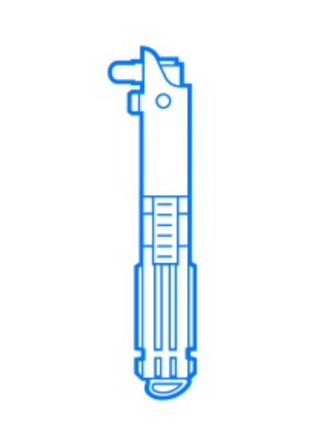 Luke Skywalker Lightsaber Drawing, Light Savers Drawing, Lightsaber Line Art, Anakin Skywalker Lightsaber Drawing, Anikan Skywalker Tattoo, Light Sabors Tattoos, Anakin Skywalker Lightsaber Tattoo, Lightsaber Hilt Tattoo, Obi Wan Lightsaber Tattoo