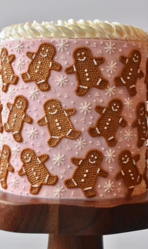 Candy Cane Cake Ideas, Gingerbread Gender Reveal Cake, Oh What Fun It Is To Be One Birthday Cake, December Birthday Cakes, What’s Baking Gingerbread Gender Reveal, Christmas Sheet Cakes Decorated, Gingerbread Cookie Cake, Man Cake Design, Pink Christmas Cake