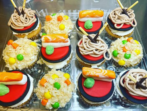 Hibachi, japenese theme cupcakes Hibachi Theme Birthday Party, Theme Cupcakes, Themed Treats, 29th Birthday, Theme Birthday Party, Themed Cupcakes, 70th Birthday, Cake Ideas, Birthday Ideas