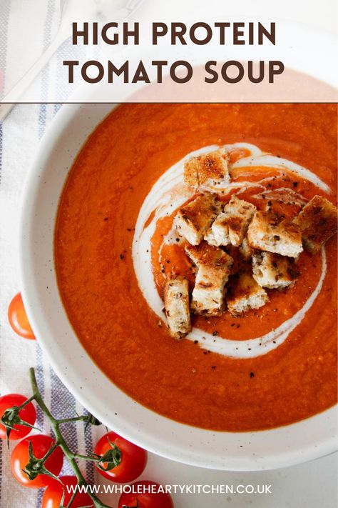 High Protein Tomato Soup, Cream Of Tomato, Cream Of Tomato Soup, Vegetable Stock Cubes, Roasted Tomato Soup, Creamy Tomato Soup, Tomato Vegetable, Tomato Soup Recipes, Tomato Soup