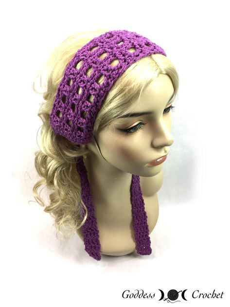 Keep your hair out of your face in style this summer with this boho chic, tie-back style headband. Hippie Crochet Patterns, Picot Crochet, Crochet Headband Free, Hippie Headband, Bandeau Au Crochet, Crochet Headband Pattern Free, Hippie Headbands, Hippie Crochet, Confection Au Crochet