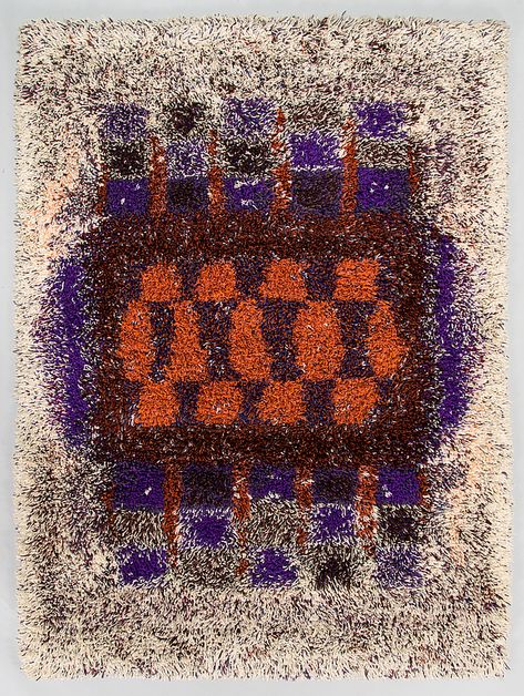 Terttu Tomero, a long pile rya rug, model for Neovius, ca. 155 x 115 cm. - Bukowskis Rya Rug, Bukowski, Finland, Fiber Art, Loom, 1960s, Modern Design, Weaving, Auction