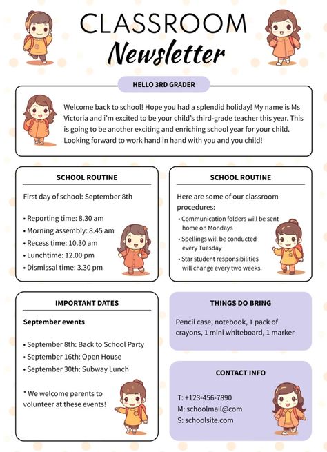 Free Newsletters Google Docs Templates - gdoc.io School Newsletter Template Free, Class Newsletter Template, Google Docs Templates, Teacher Newsletter Template, Kindergarten Newsletter, Class Newsletter, Preschool Newsletter Templates, Preschool Newsletter, Newsletter Template Free