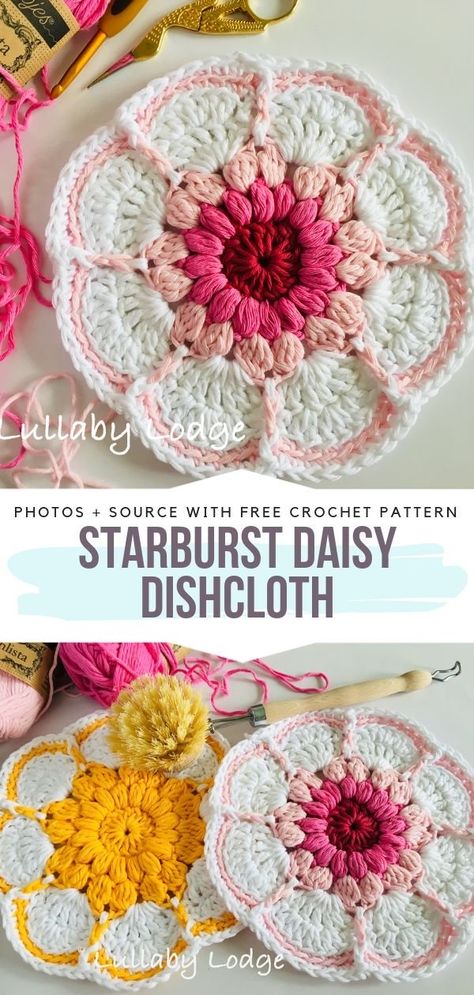 Amazing Flower Dishcloths Free Crochet Patterns - Free Crochet Patterns Easy Crochet Mittens, Dishcloth Patterns Free, Dishcloth Crochet Pattern, Crochet Dishcloth, Crochet Easy, Crochet Washcloth, Knit Dishcloth, Dishcloth Pattern, Crochet Mittens