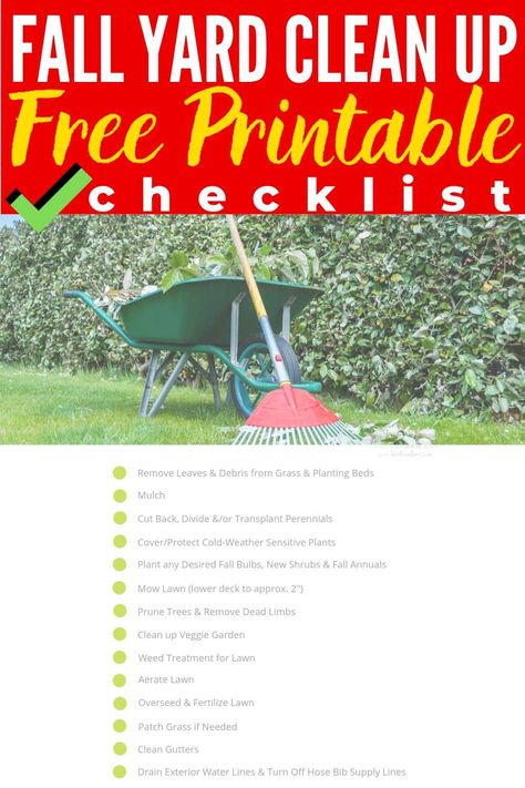 Fall Yard Work Checklist, Fall Cleanup Yard, Fall Yard Clean Up Checklist, Fall Yard Clean Up, Yard Clean Up, Yard Clean Up Tips, Clean Up Checklist, Fall Yard Work, Tidy Tips