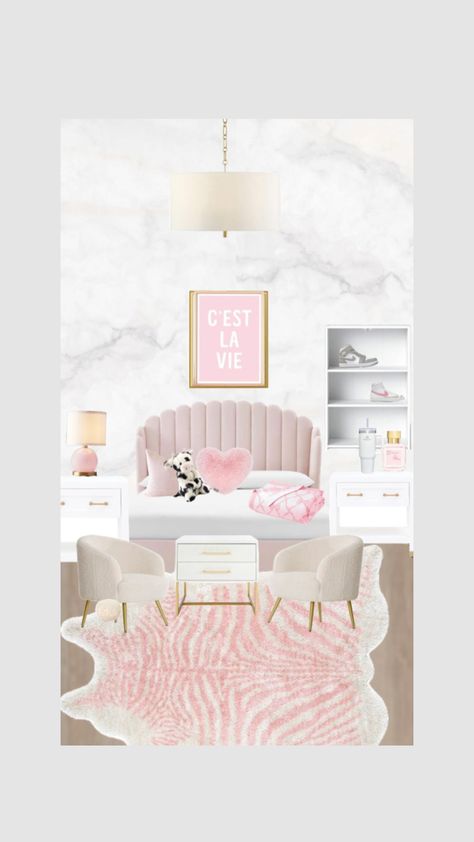 Pink White And Gold Bedroom, White And Gold Bedroom, Ideas Habitaciones, Gold Bedroom Decor, Room Organization Bedroom, Pastel Room Decor, White Room Decor, Elegant Living Room Design, Gold Bedroom