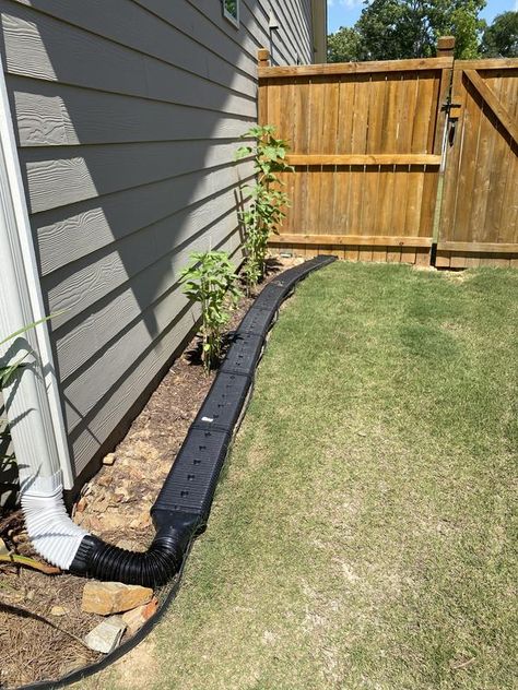 Rain Gutter Garden Downspout Ideas, Downspout Rain Garden, Gutter Extension Ideas, Water Spout Drainage Ideas, Downspout Extension Ideas, Eavestrough Drainage Ideas, Gutter Downspout Drainage Ideas, Downspout Runoff Ideas, Tennessee Landscaping