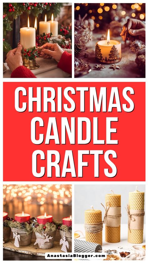 9 Jolly DIY Christmas Candle Crafts Candle Decor Christmas, Decorating Candles Ideas Diy Projects, Christmas Candles Diy Craft Ideas, Candle Stick Crafts, Candle Art Ideas, 4x4 Candle Holders Diy, Advent Candles Ideas Diy, Decorating Candles Ideas, Christmas Candles Ideas