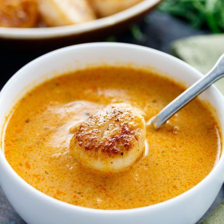 Scallop Bisque, Tomato Parmesan, Bisque Recipe, Yummy Healthy Breakfast, Tomato Bisque, Scallop Recipes, Scallops Seared, Creamy Soup, Super Yummy