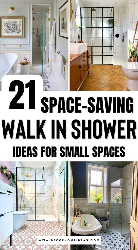 Discover 21 stylish walk-in shower ideas designed to elevate small bathrooms without sacrificing function or luxury. From clever layouts to sleek glass enclosures and space-saving fixtures, these chic designs make even the smallest spaces feel open and inviting. Explore creative tips for maximizing every inch—perfect for adding elegance and practicality to compact bathrooms! Small Bathrooms With Walk In Showers, Walk In Shower Small Bathroom, Small Walk In Showers, Half Wall Shower, Minimalist Small Bathrooms, Showers Without Doors, Bathroom Layout Ideas, Glass Shower Wall, Walk In Shower Ideas