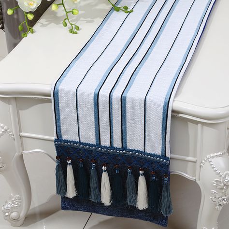 Multi Tassel New Stripe Table Runner Cloth  Modern Cotton Linen Rectangle Tablecloth Dining Table Protective Pads Bed Runners Upscale Living Room, Table Runners Modern, Christmas Table Runner Pattern, Stripe Table, Bed Runners, Modern Table Runners, Table Runner Diy, Table Cloth Decorations, Dining Table Runners