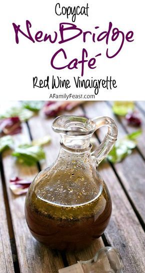 Copycat NewBridge Café Red Wine Vinaigrette - Zesty and sweet- this is a very close copycat version of the famous dressing served at this popular Boston-area restaurant! Steak Tips, Antipasto Salad, Red Wine Vinaigrette, Salad Dressing Recipe, Honey Mustard Dressing, Homemade Salads, Vinaigrette Dressing, Family Feast, Homemade Dressing