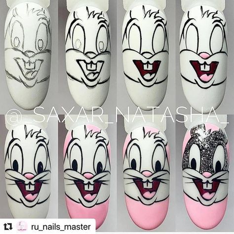 Nail Ideas For 2023, Cartoon Nail Designs, Minion Nails, Spring Nail Ideas, Disney Acrylic Nails, Mickey Nails, Animal Nail Art, Funky Nail Art, Bunny Nails