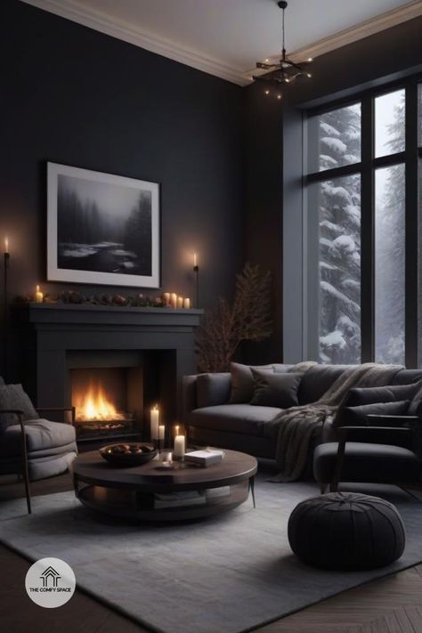 Want a living room that's both chic and cozy this winter? Embrace dark tones for a touch of elegance. Learn how deep hues can transform your space into a warm haven. From color palettes to furniture and accents, discover how to highlight dark shades for a stylish and inviting atmosphere. Whether modern or traditional, these ideas will inspire a welcoming living room.#ElegantInteriors #WinterWarmth #DarkHues #CozyDecor #LivingRoomStyle Cozy Winter Living Room, Highlight Dark, Welcoming Living Room, Dark Furniture Living Room, Comfy Space, Moody Living Room, Winter Living Room, Dark Elegance, Dark Furniture