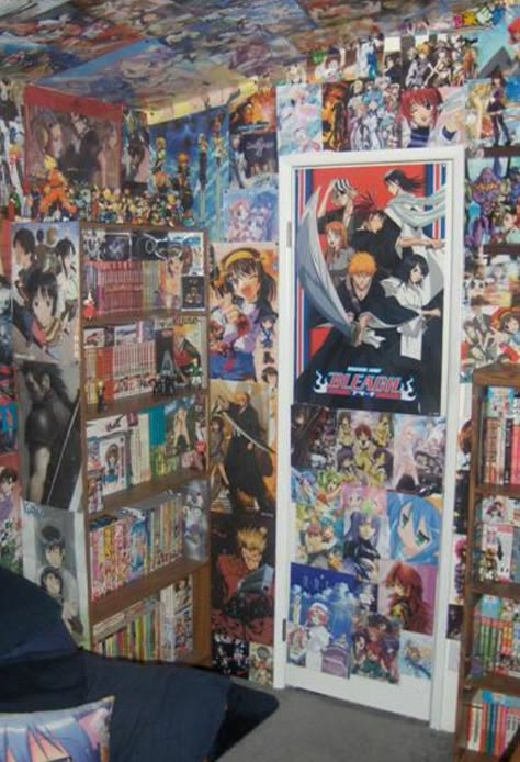 Hikikomori Room, Kid Core Room, Anime Rooms, Posters For Bedroom, Otaku Room, Aesthetic Room Ideas, Bedroom Deco, Anime Posters, Anime Room