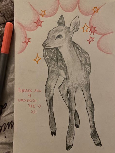 Dear Sketch Drawings, Deer Drawings Easy, Realistic Deer Drawing, Forestcore Drawing, Fawn Drawing Sketches, Deer Illustration Art, Deer Running Drawing, Angel Dog Drawing, Deer Woman Art