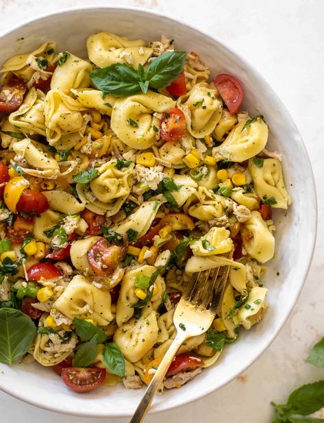 summer chicken tortellini pasta salad Chicken Tortellini Pasta Salad, Chicken Tortellini Pasta, Chicken Tortellini Salad, Cheese Tortellini Pasta, Pesto Pasta Dishes, Pesto Vinaigrette, Tortellini Pasta Salad, Summer Chicken, Pasta Salad With Tortellini