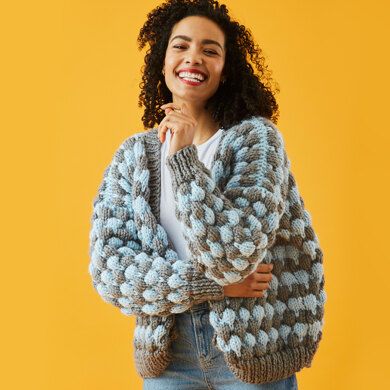 Bubble Stitch Cardigan in Paintbox Yarns Simply Super Chunky - Downloadable PDF Bulky Sweater, Bubble Stitch, Free Knitting Patterns For Women, Knits Sweaters, Knit Cardigan Pattern, Jumper Knitting Pattern, Crochet Cardigans, Knitting Patterns Free Cardigans, Womens Apparel