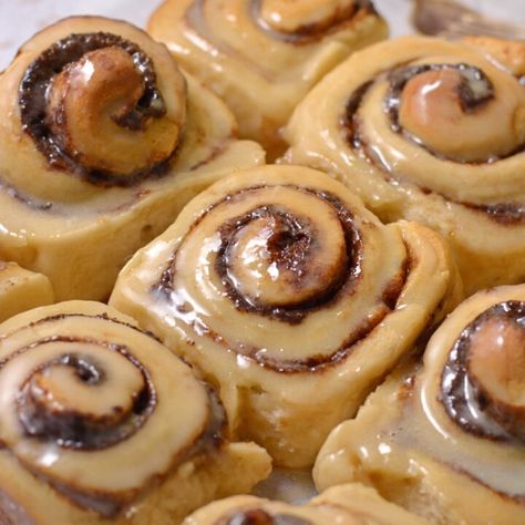 Gooey Protein Cinnamon Rolls (20 grams per roll!) - Joy to the Food Krista Pool, Protein Cinnamon Rolls, Scones Breakfast, Strawberry Cinnamon Rolls, 20 Grams Of Protein, 20g Protein, Air Fryer Cooking Times, Breakfast Goodies, Protein Desserts