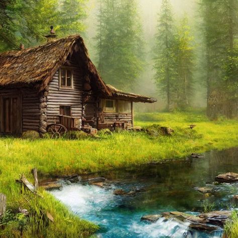 Little House in the Big Woods Cottage In The Woods Painting, House In The Woods Painting, Little House In The Big Woods, Woods Painting, Cottage In The Woods, Laura Ingalls, Book Tattoo, Painting Class, Little House